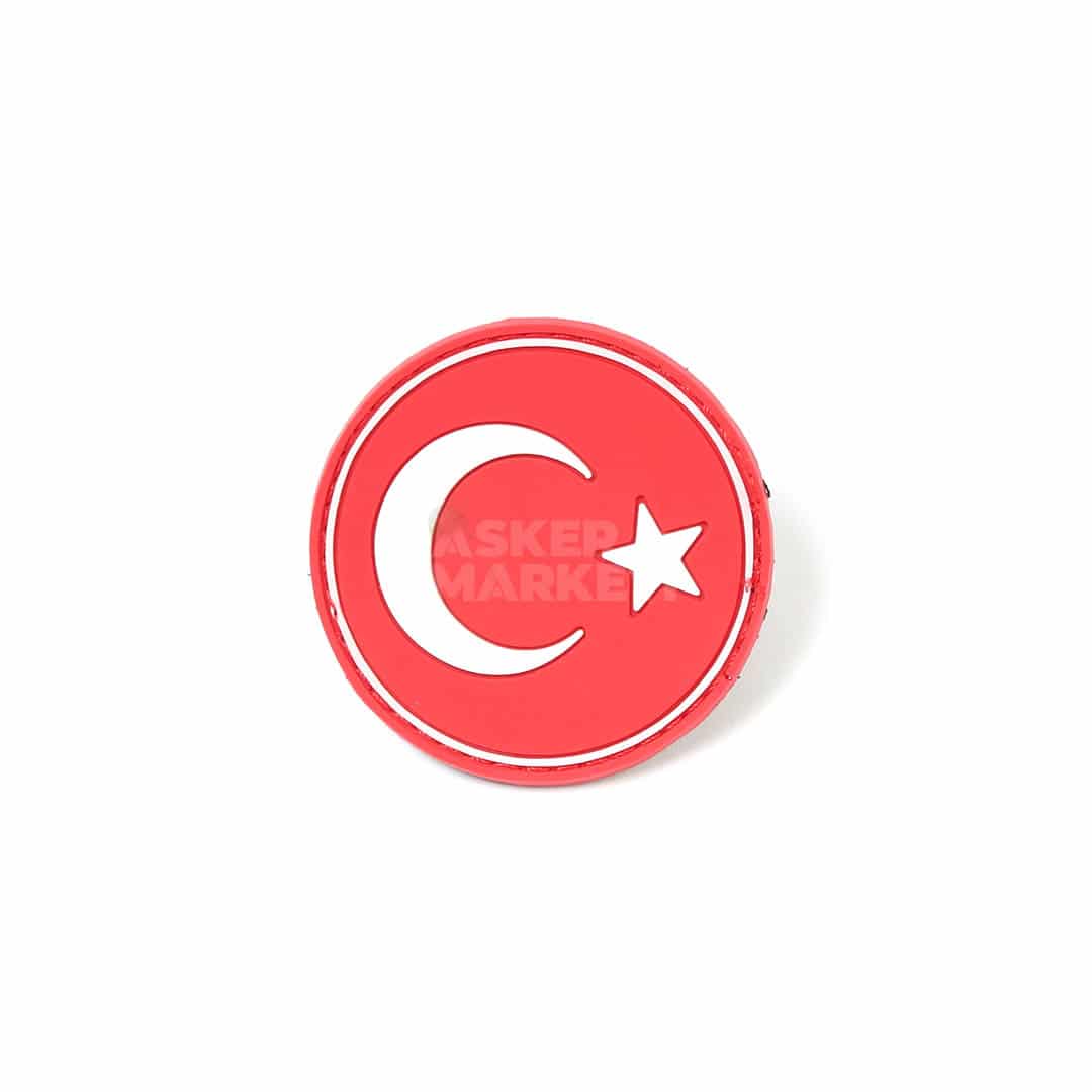 kirmizi turk bayragi yuvarlak pec arma askeri malzeme