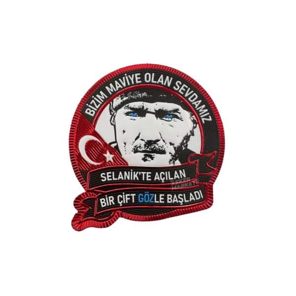 bizim maviye olan sevdamiz selanikte acilan bir cift gozle basladi pec patch arma