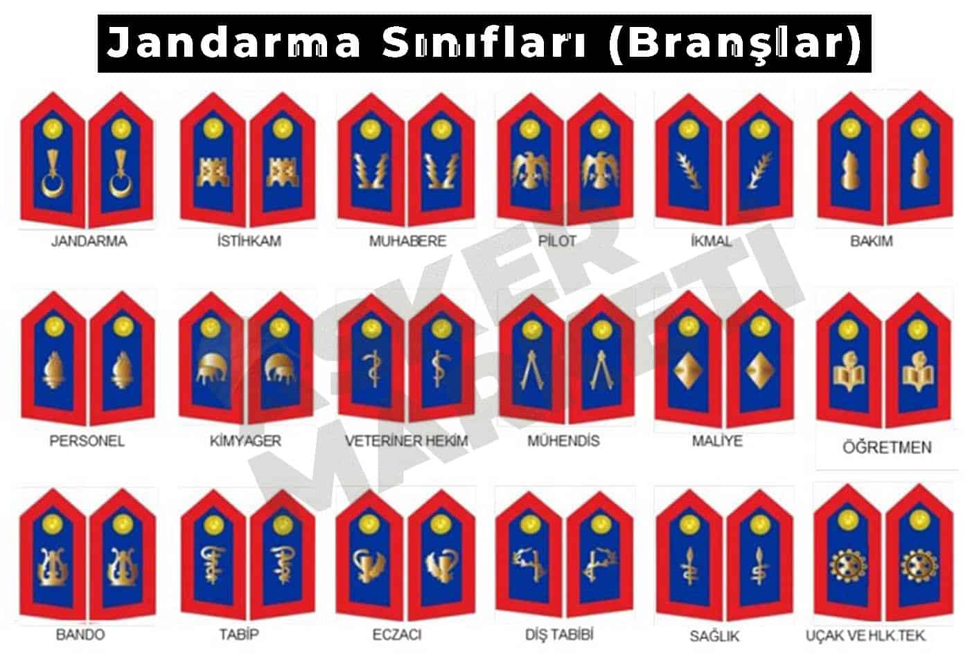 jandarma siniflari branslar spolet anlamlari