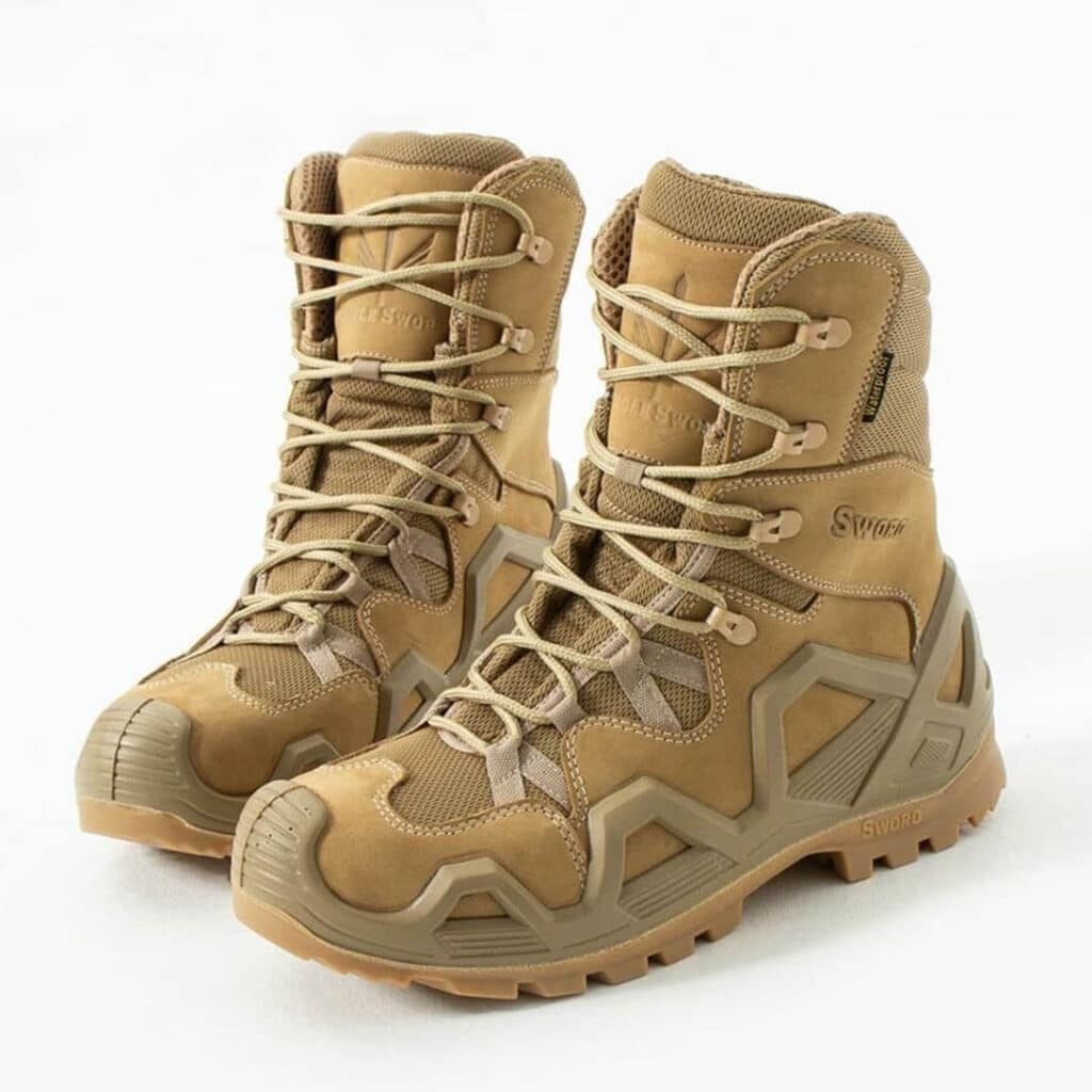Single Sword Hakiki Deri Bej Su Geçirmez Askeri Bot (SS603)