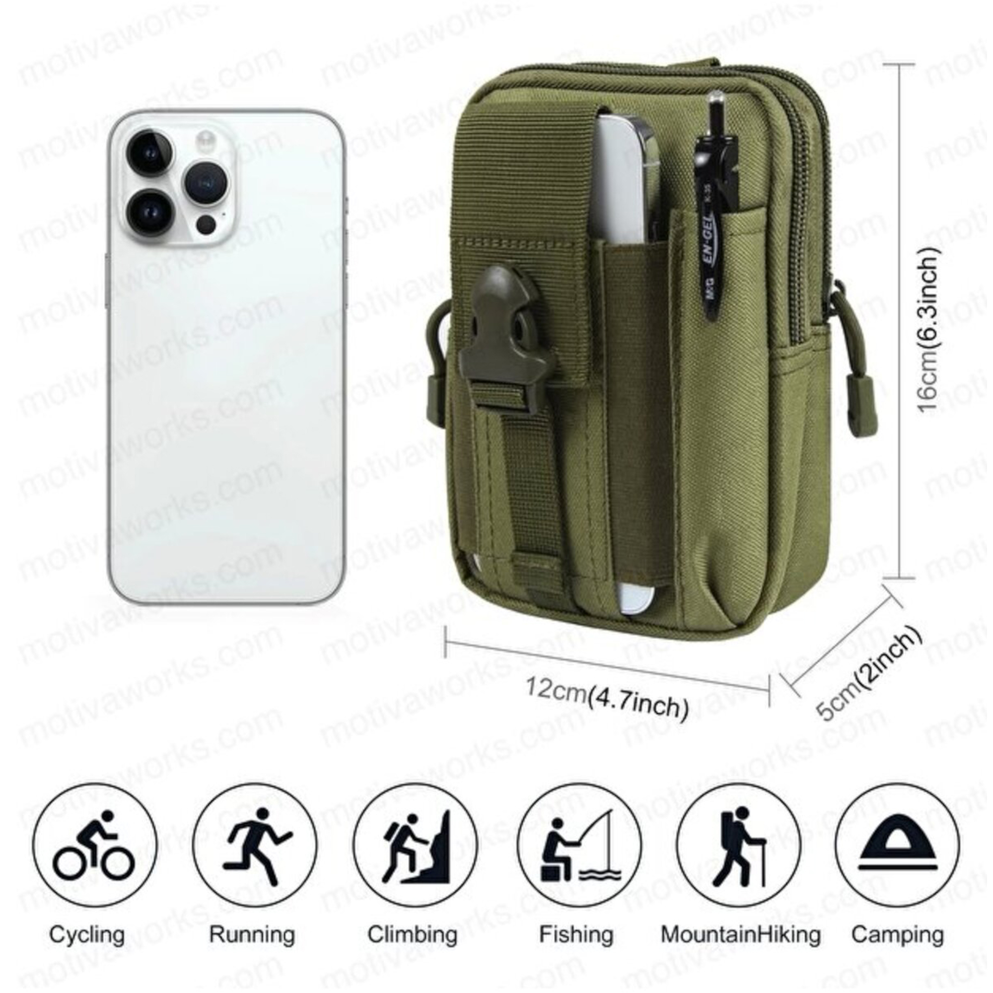 1h Taktik Haki Modüler Molle Telefon ve Çok Amaçlı Taşıma Çantası