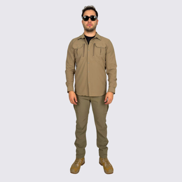 bej taktik gomlek bej pantolon taktik kombin