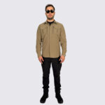 bej taktik gomlek siyah pantolon taktik kombin